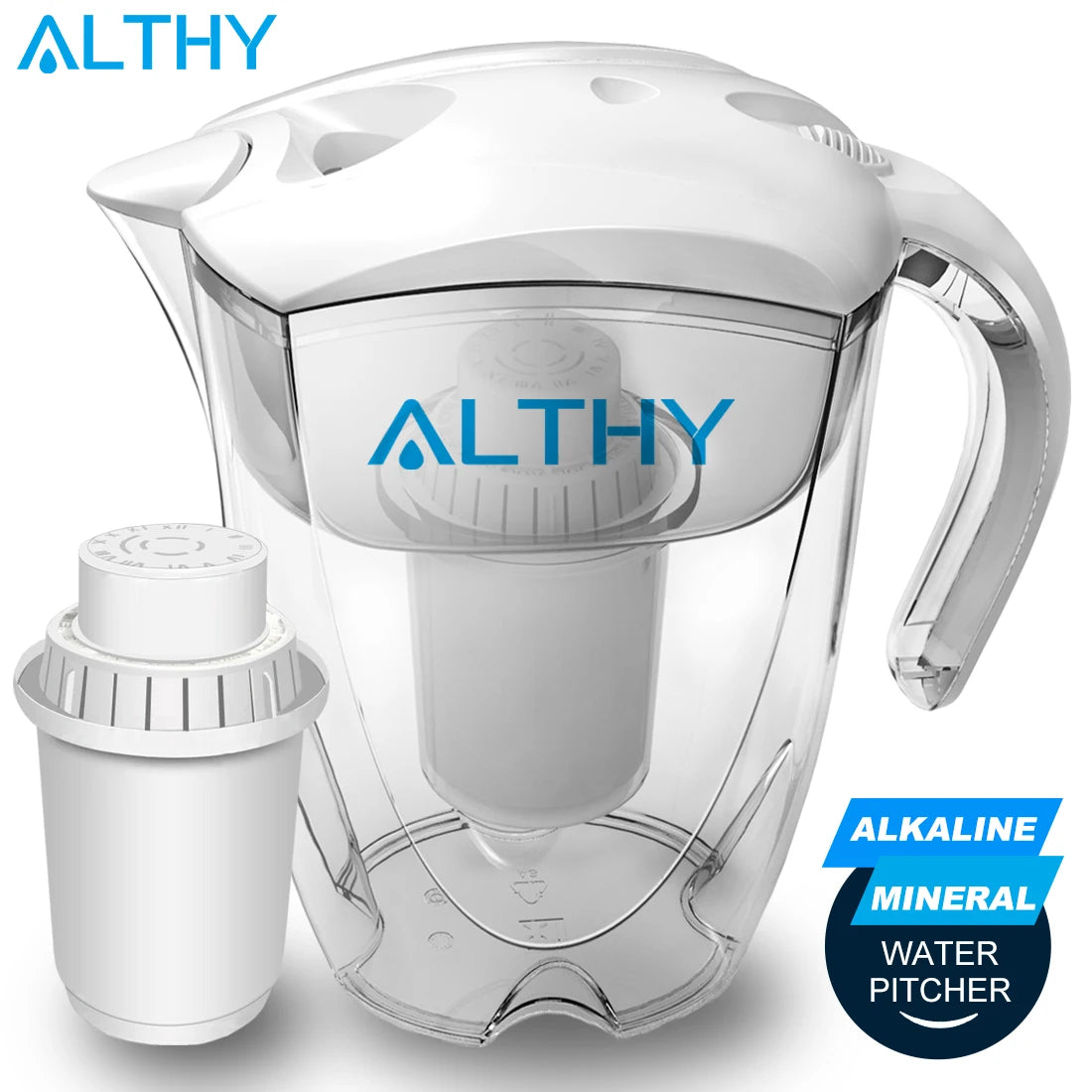 ALTHY 3.5L Mineral Alkaline Water Pitcher with pH-enhancing filtration system